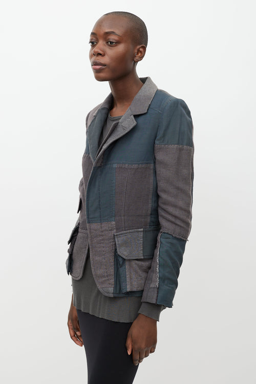 Haider Ackermann Grey Patchwork Linen Blazer