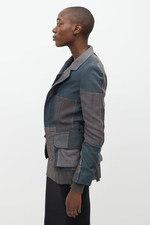 Haider Ackermann Grey Patchwork Linen Blazer