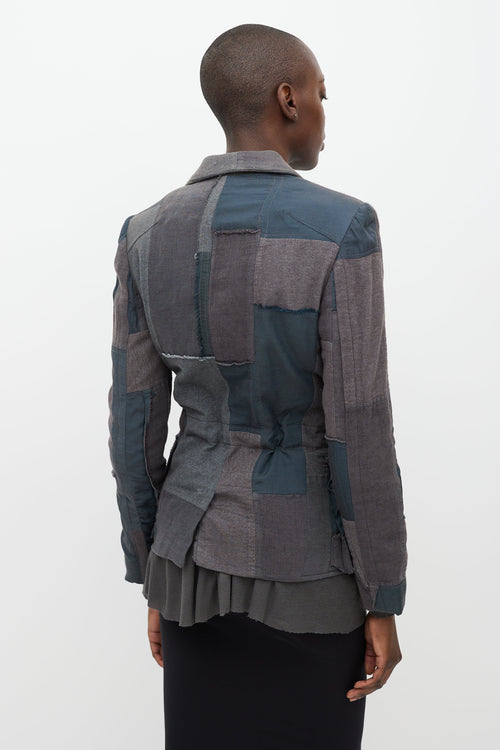 Haider Ackermann Grey Patchwork Linen Blazer