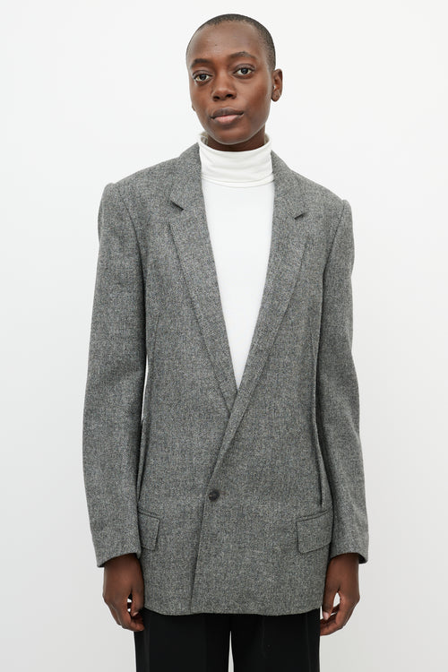 Haider Ackermann Grey Wool High Low Back Blazer