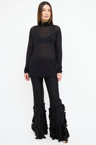 Haider Ackermann Black Sheer Wool Turtleneck Sweater