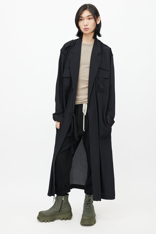 Haider Ackermann Black Silk Wrap Long Shirt