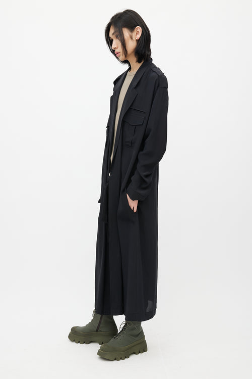 Haider Ackermann Black Silk Wrap Long Shirt