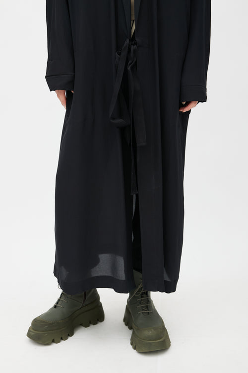 Haider Ackermann Black Silk Wrap Long Shirt