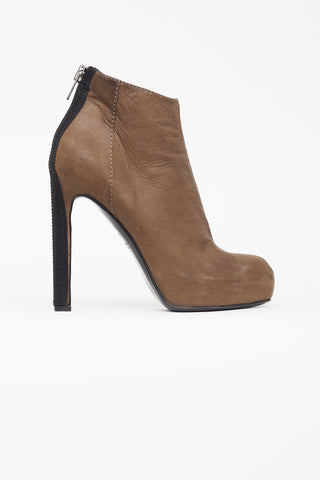 Haider Ackermann Brown Nubuck Zip Stiletto Ankle Boot