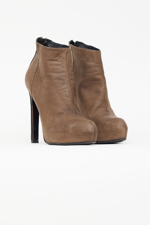 Haider Ackermann Brown Nubuck Zip Stiletto Ankle Boot