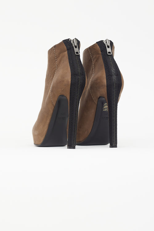 Haider Ackermann Brown Nubuck Zip Stiletto Ankle Boot