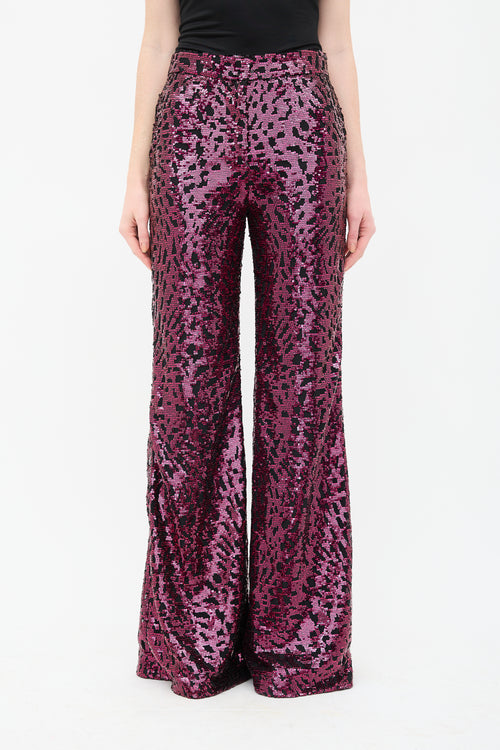 Halpern Abstract Sequin Flared Trouser