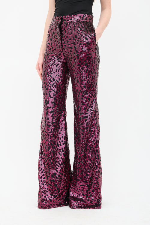 Halpern Abstract Sequin Flared Trouser