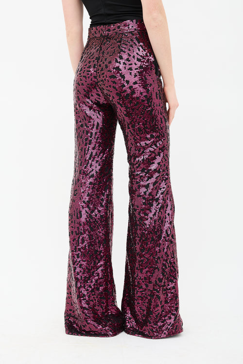 Halpern Abstract Sequin Flared Trouser