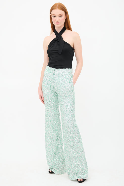 Halpern Cupped Sequin Flared Trouser