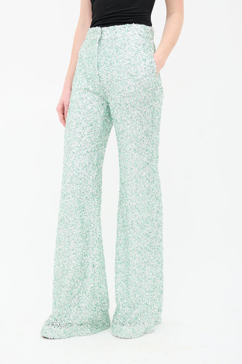 Halpern Cupped Sequin Flared Trouser