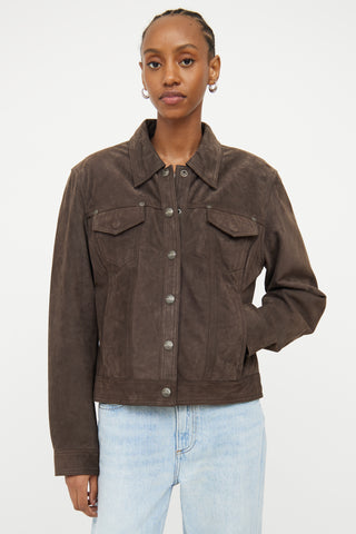 Harley Davidson Brown Suede Snap Jacket