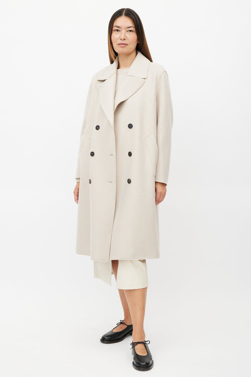 Harris Wharf London Beige Wool Double Breasted Coat