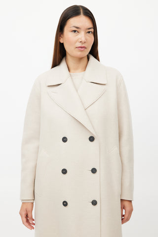 Harris Wharf London Beige Wool Double Breasted Coat