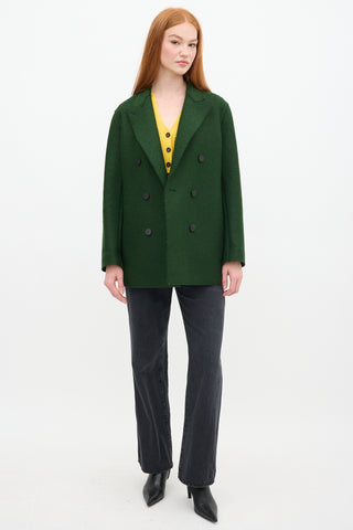 Harris Wharf London Green Pressed Wool Long Pea Coat