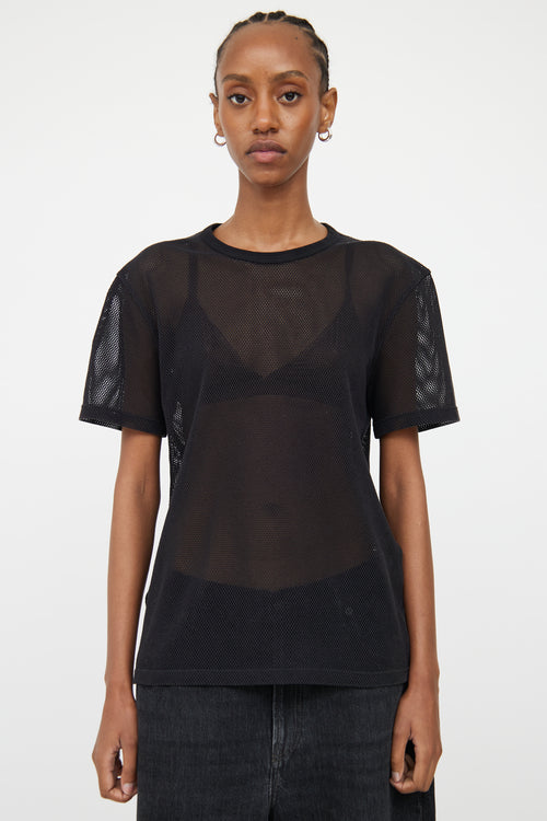 Helmut Lang Black Mesh Logo T-Shirt