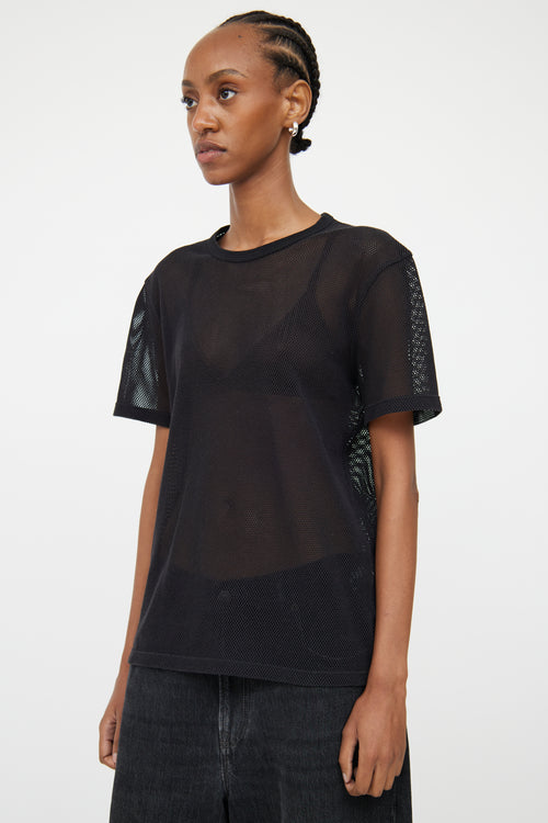 Helmut Lang Black Mesh Logo T-Shirt