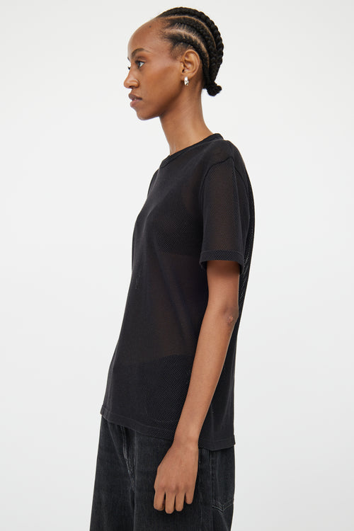 Helmut Lang Black Mesh Logo T-Shirt