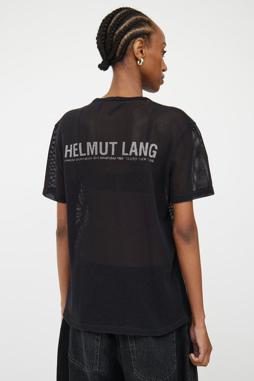 Helmut Lang Black Mesh Logo T-Shirt