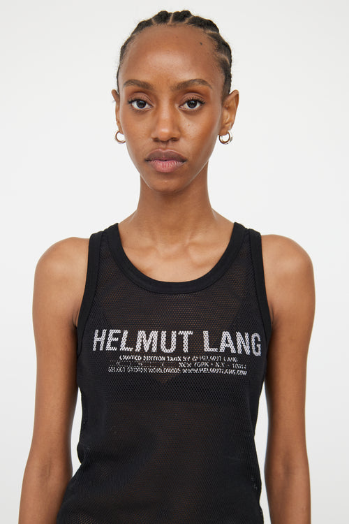 Helmut Lang Black Mesh Logo Tank Top