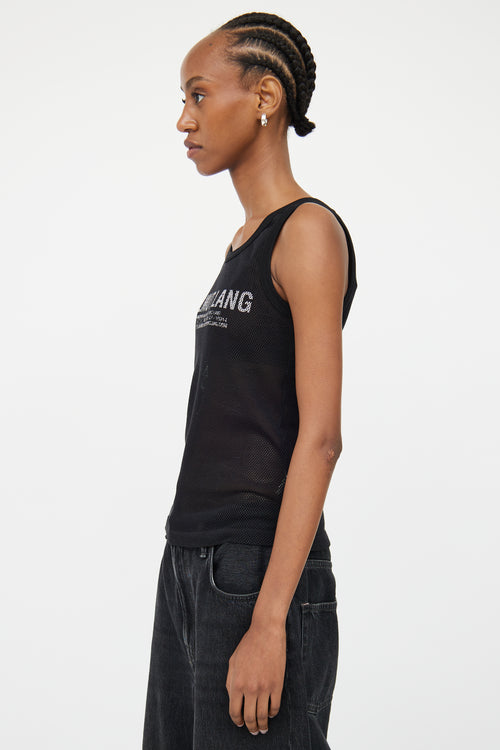 Helmut Lang Black Mesh Logo Tank Top