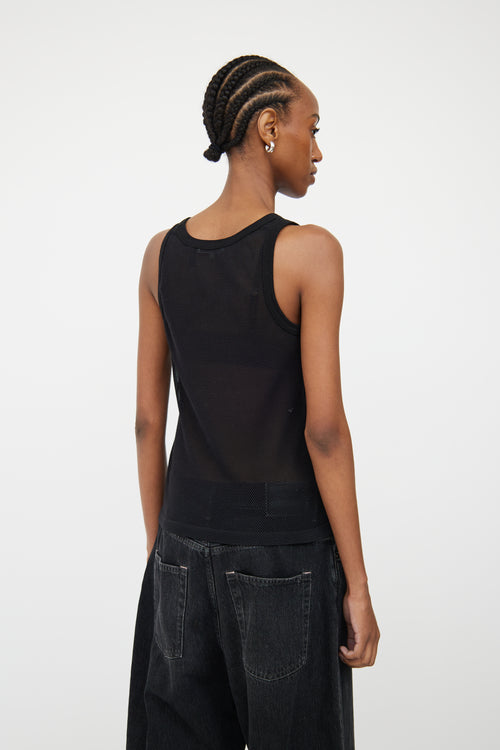 Helmut Lang Black Mesh Logo Tank Top