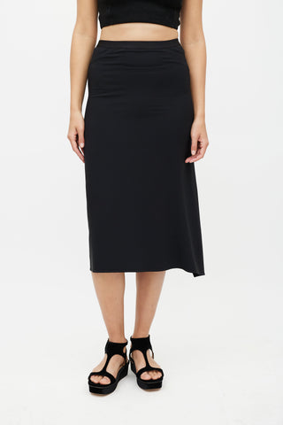 Helmut Lang Black Asymmetrical Ruffled Skirt