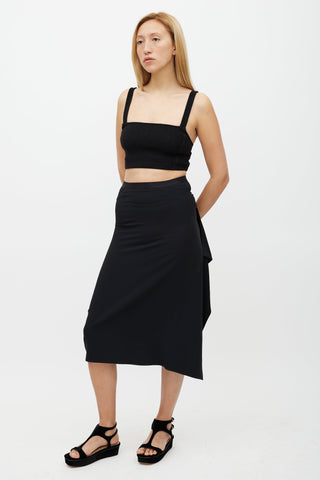 Helmut Lang Black Asymmetrical Ruffled Skirt