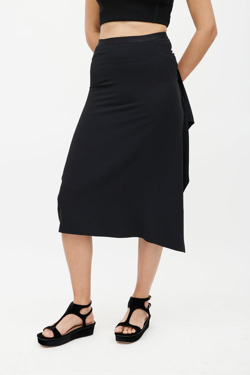 Helmut Lang Black Asymmetrical Ruffled Skirt