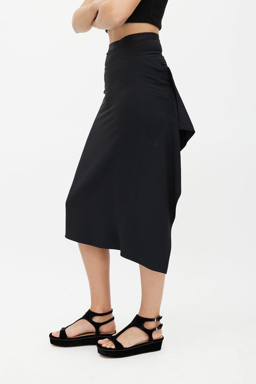 Helmut Lang Black Asymmetrical Ruffled Skirt