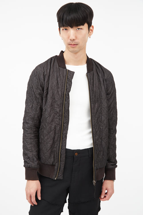 Helmut Lang Black Wrinkled Bomber Jacket