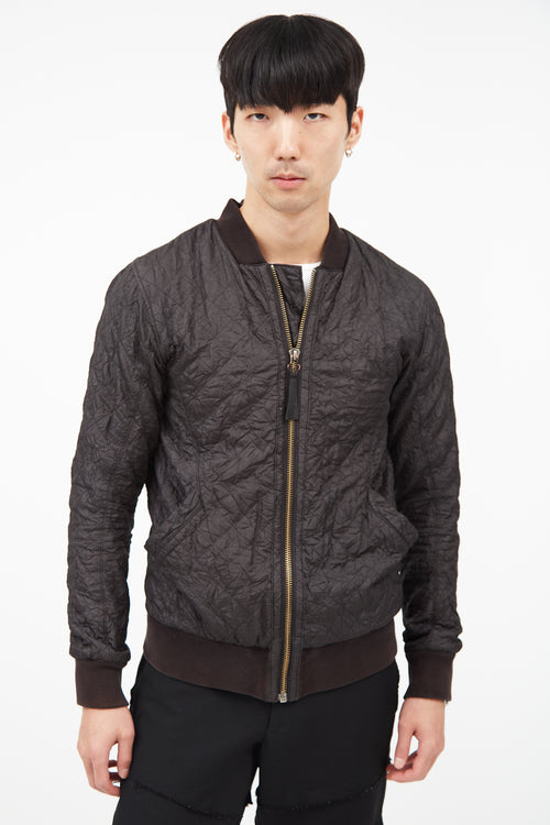 Helmut Lang Black Wrinkled Bomber Jacket