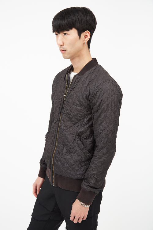 Helmut Lang Black Wrinkled Bomber Jacket