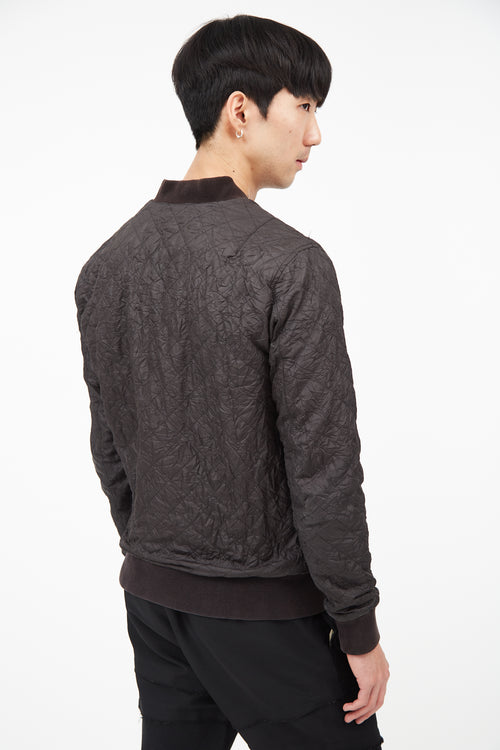 Helmut Lang Black Wrinkled Bomber Jacket