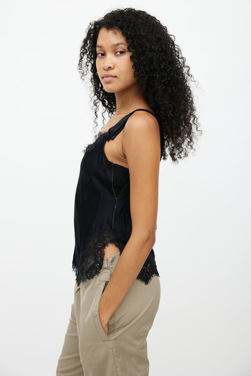 Helmut Lang Black Contrast Sitch Lace Tank