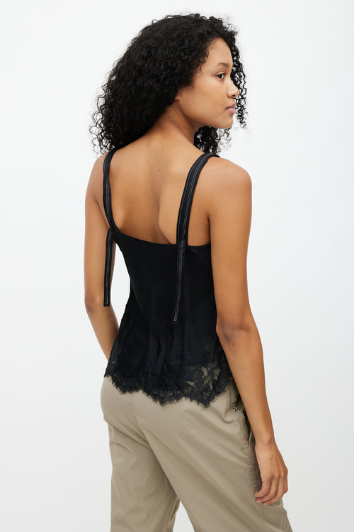 Helmut Lang Black Contrast Sitch Lace Tank