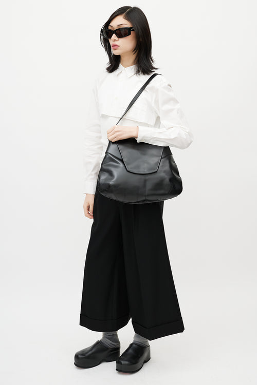 Helmut Lang Black Folded Leather Flap Bag