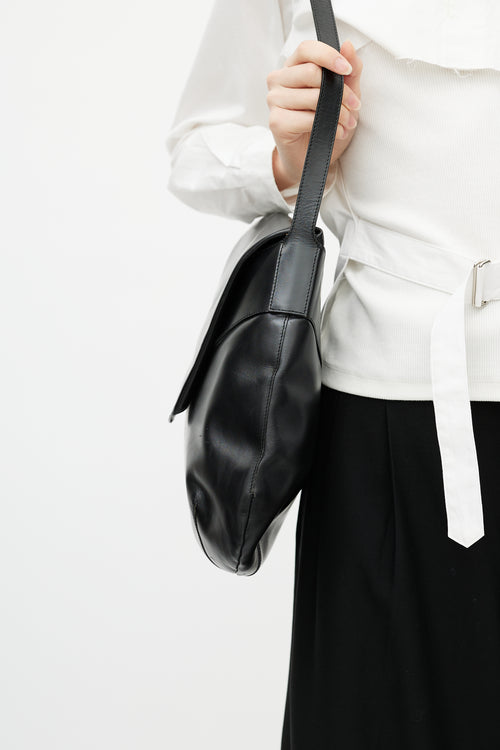 Helmut Lang Black Folded Leather Flap Bag