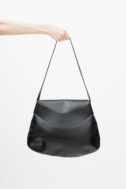 Helmut Lang Black Folded Leather Flap Bag