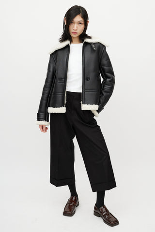 Helmut Lang Black Leather Shearling Jacket