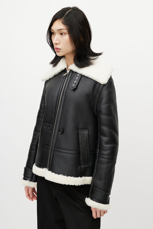 Helmut Lang Black Leather Shearling Jacket