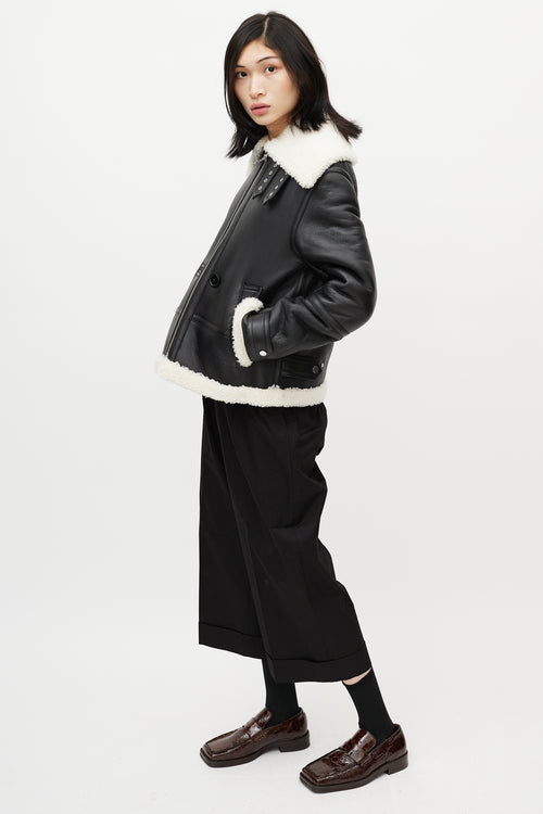 Helmut Lang Black Leather Shearling Jacket