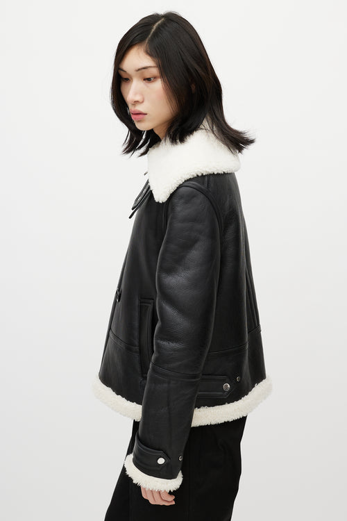 Helmut Lang Black Leather Shearling Jacket