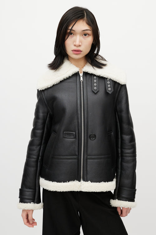 Helmut Lang Black Leather Shearling Jacket