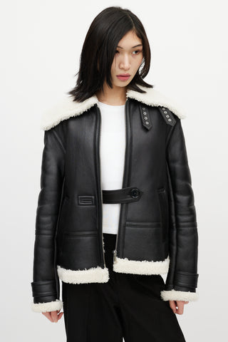 Helmut Lang Black Leather Shearling Jacket