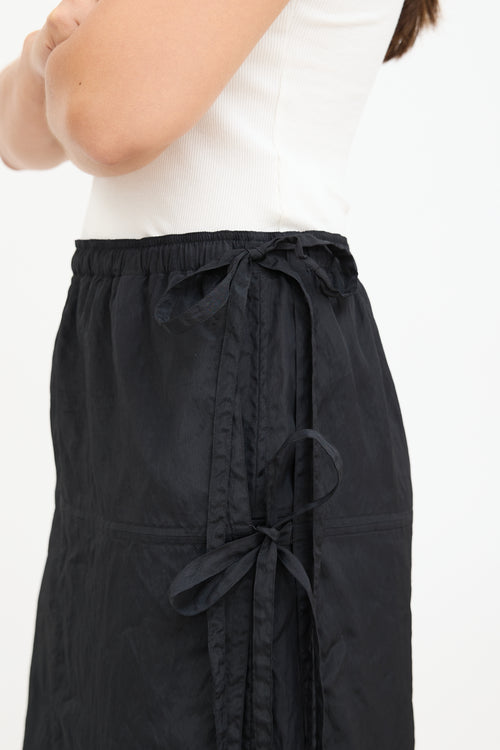 Helmut Lang Black Nylon Wrap Midi Skirt