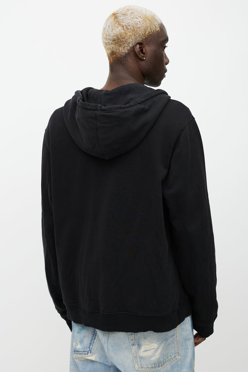 Helmut Lang Black 
Red Logo Zip Up Hoodie