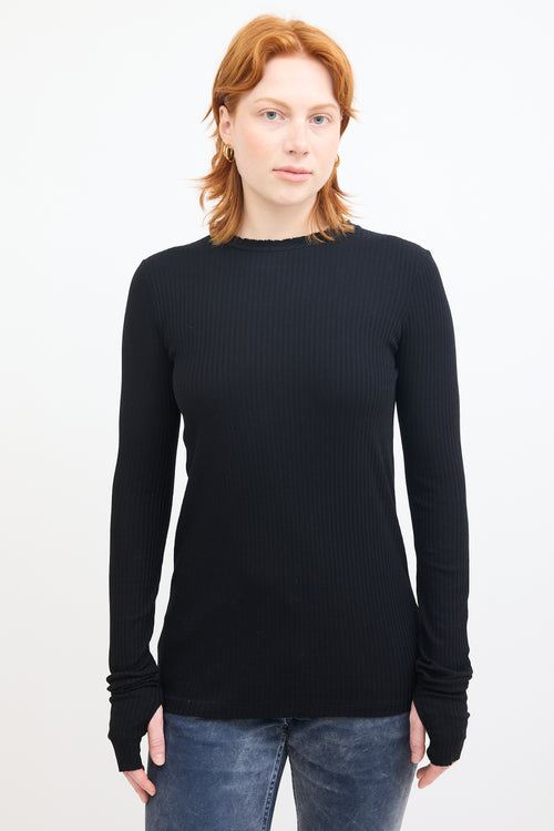 Helmut Lang Black Ribbed Long Sleeve Top