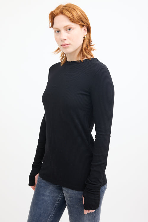 Helmut Lang Black Ribbed Long Sleeve Top